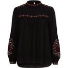 River Island Womens Embroidered High Neck Studded Top