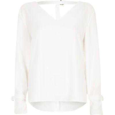 River Island Womens White D-ring Long Sleeve Top
