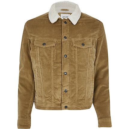 Mens Jack And Jones Borg Collar Cord Jacket