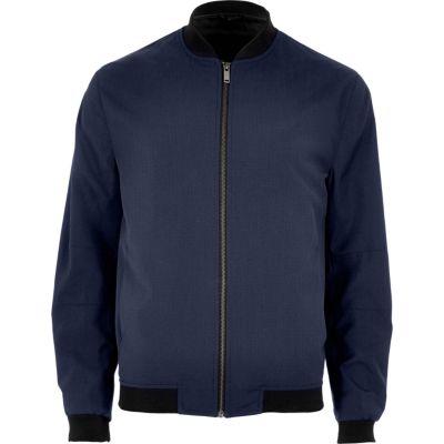 River Island Mens Petrol Formal Bomber Jacket