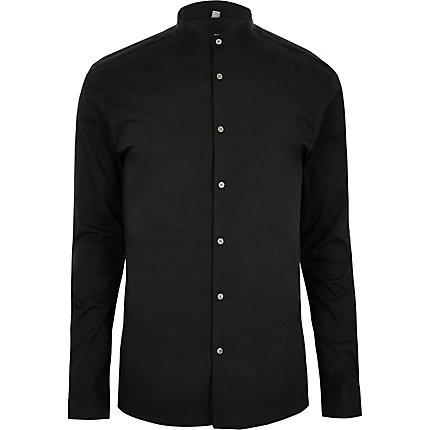 River Island Mens Poplin Grandad Collar Muscle Fit Shirt