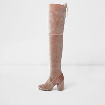 River Island Womens Velvet Over-the-knee Boots