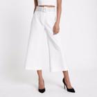 River Island Womens White Belted Wide Leg Culotte Pants