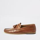 River Island Mens Leather Wide Fit Tassel Loafers