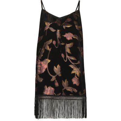 River Island Womens Burnout Floral Fringe Hem Cami Top