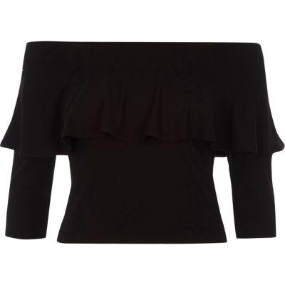 River Island Womens Deep Frill Fitted Bardot Crop Top
