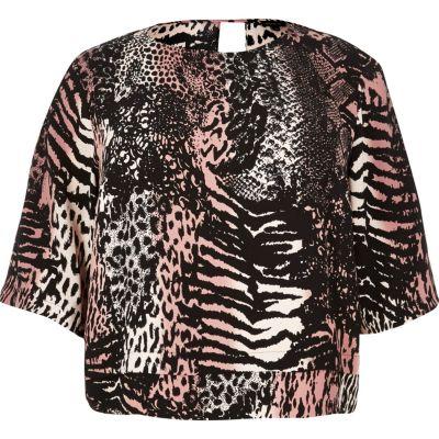 River Island Womens Ri Plus Animal Print Top