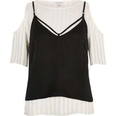 River Island Womens Cold Shoulder T-shirt With Cami Top