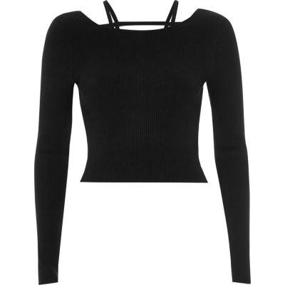 River Island Womens Rib Knit Strappy Detail Crop Top