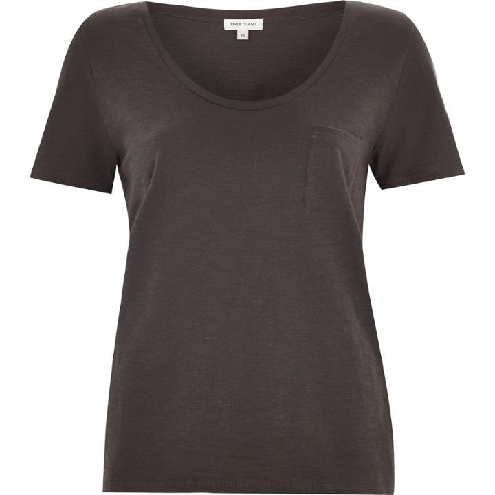 River Island Womens Plain Scoop Neck T-shirt