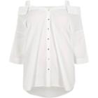 River Island Womens Plus White Cold Shoulder Shirt