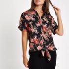 River Island Womens Floral Printed Tie Front Shirt