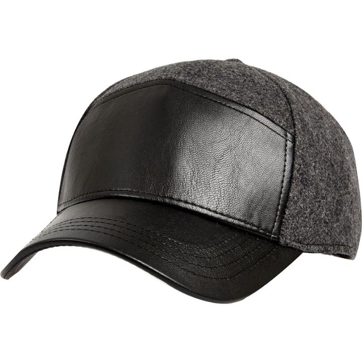 River Island Mensblack Panelled Cap