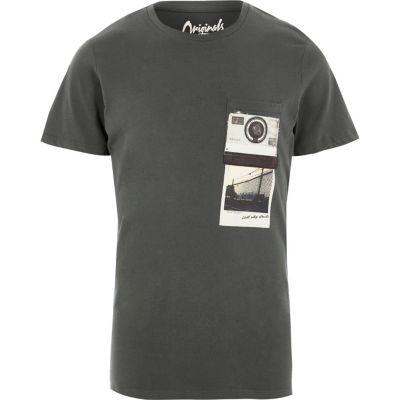 River Island Mens Washed Polaroid Jack & Jones T-shirt