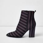 River Island Womens Stripe Block Heel Ankle Boots