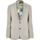 River Island Mens Linen-blend Print Slim Suit Jacket