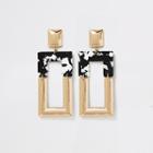 River Island Womens Gold Colour Mono Print Square Drop Earrings