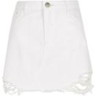 River Island Womens White Ripped Denim Mini Skirt