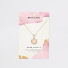 River Island Womens Gold Colour Rose Quartz Necklace