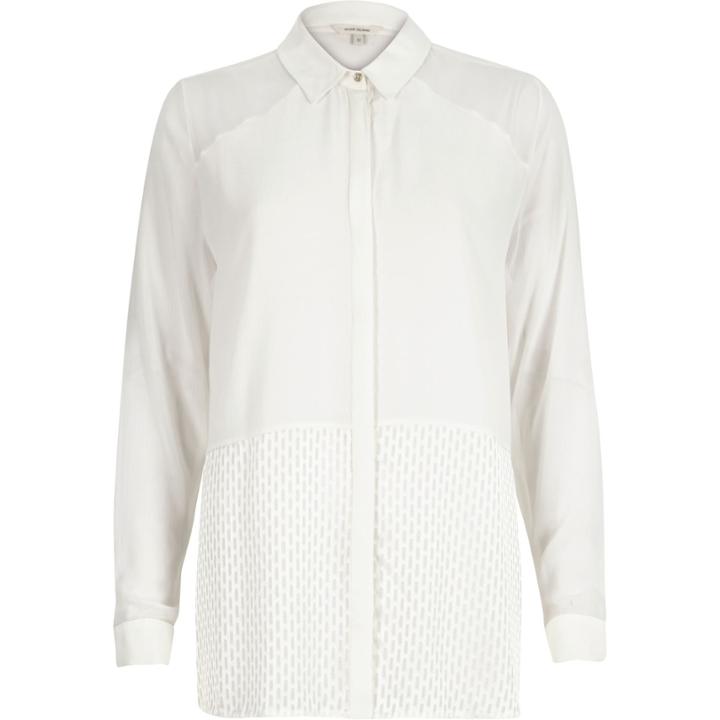 River Island Womens White Contrast Panel Shirt