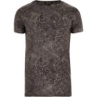 River Island Mensgrey Oriental Floral Print T-shirt