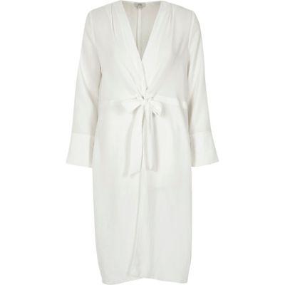 River Island Womens White Twist Front Kimono Dress