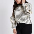 River Island Womens Plus Stripe Frill Split Sleeve Jumper