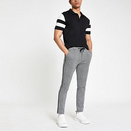 River Island Mens Check Skinny Jogger Trousers