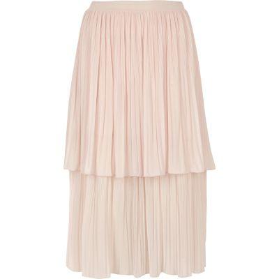 River Island Womens Layered Pleated Midi Skirt