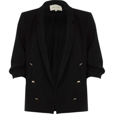 River Island Womens Ruched Sleeve Button Blazer