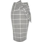 River Island Womens Wide Check Bow Front Pencil Skirt
