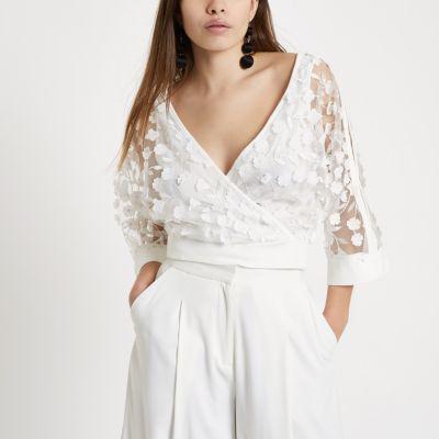 River Island Womens Floral Plunge Crop Top