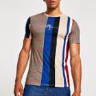 River Island Mens Block Check Muscle Fit T-shirt