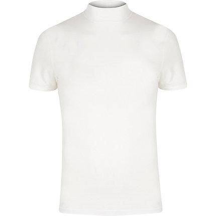 River Island Mens White Muscle Fit Turtle Neck T-shirt