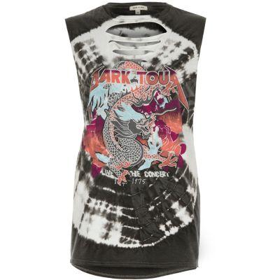 River Island Womens Tie Dye Rock Band Slash Top