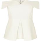 River Island Womens Plus White Structured Bardot Top