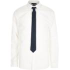 River Island Mens White Poplin Shirt With Plaid Tie