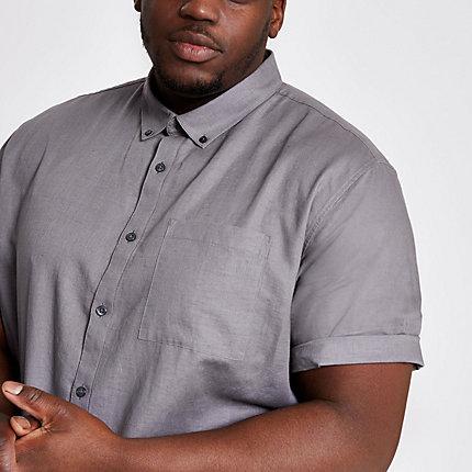 River Island Mens Big And Tall Linen Short Sleeve Shirt