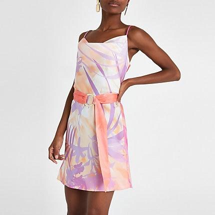 River Island Womens Print Cowl Neck Slip Dress