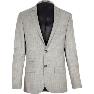 River Island Mens Stripe Wool-blend Skinny Suit Jacket