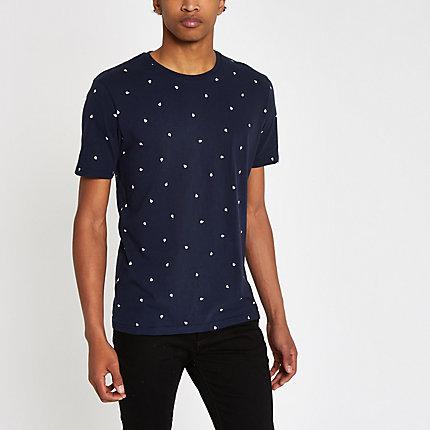 River Island Mens Minimum Raindrop Print T-shirt
