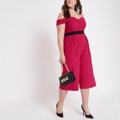 River Island Womens Plus Bardot Culotte Jumpsuit
