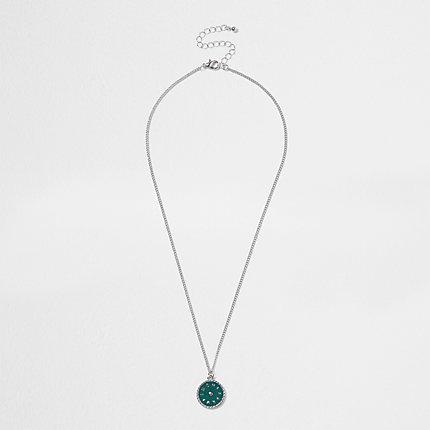 River Island Mens Silver Tone Disc Pendant Necklace