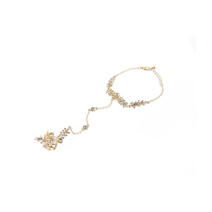 River Island Womens Gold Tone Flower Embellished Hand Harness