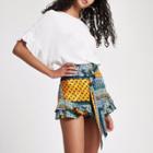River Island Womens Mix Print Frill Hem Tie Waist Shorts