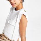 River Island Womens White Utility Flap Pocket T-shirt