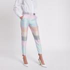 River Island Womens Stripe Metallic Straight Leg Trousers