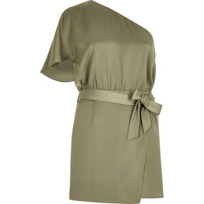 River Island Womens One Shoulder Playsuit