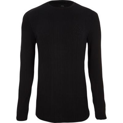 River Island Mens Rib Muscle Fit Long Sleeve T-shirt