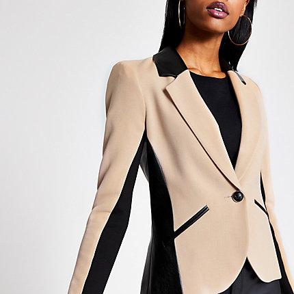 River Island Womens Pu Blocked Blazer